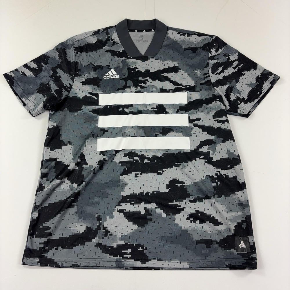Adidas Tango AOP Jersey Mens Medium Gray Digital Camo Soccer Shirt DZ9536
